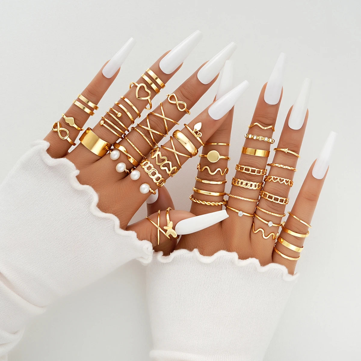 58 PCS Vintage Gold Stackable Ring Set
