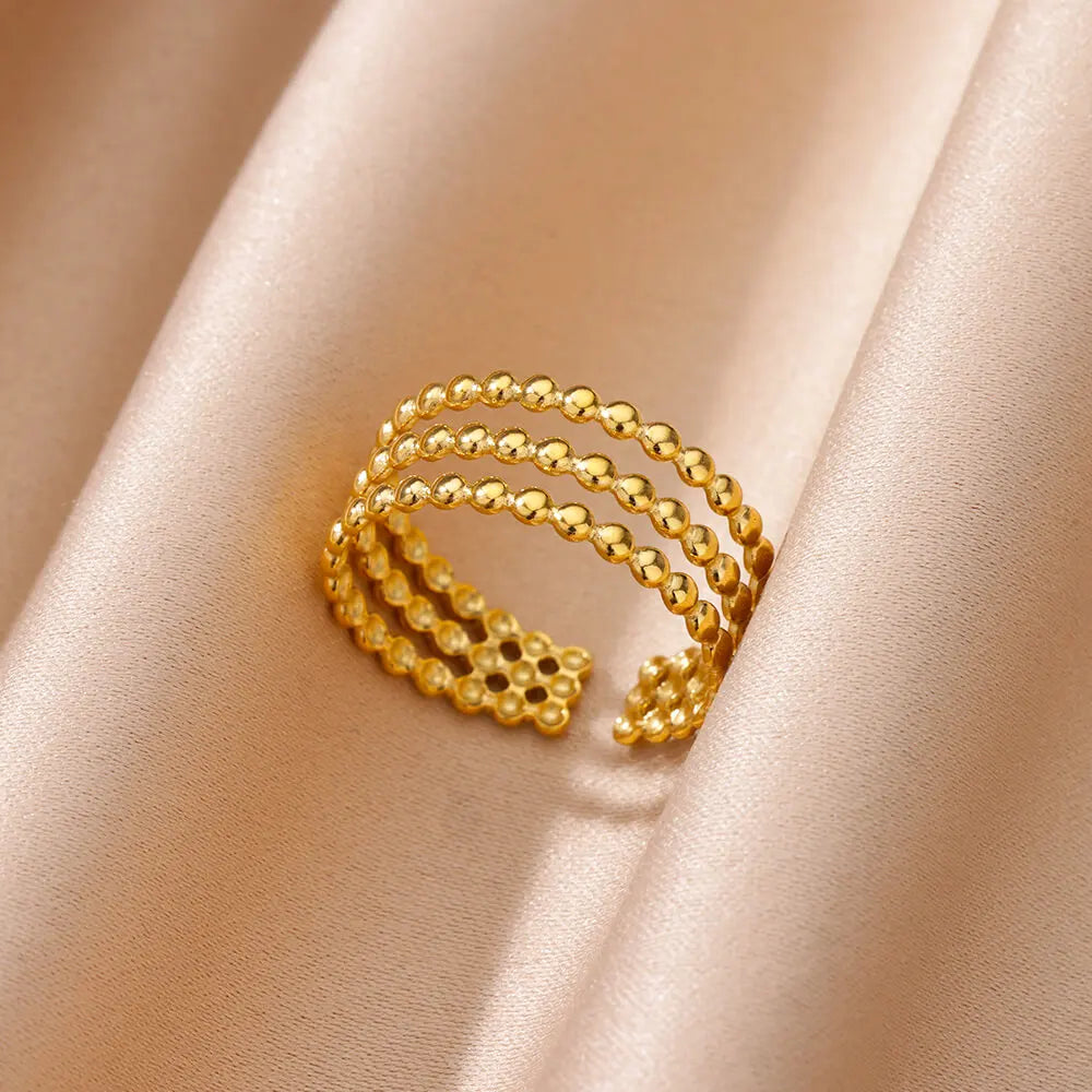 Vintage Gold Chunky Open Ring for Women – Stainless Steel Geometric Band