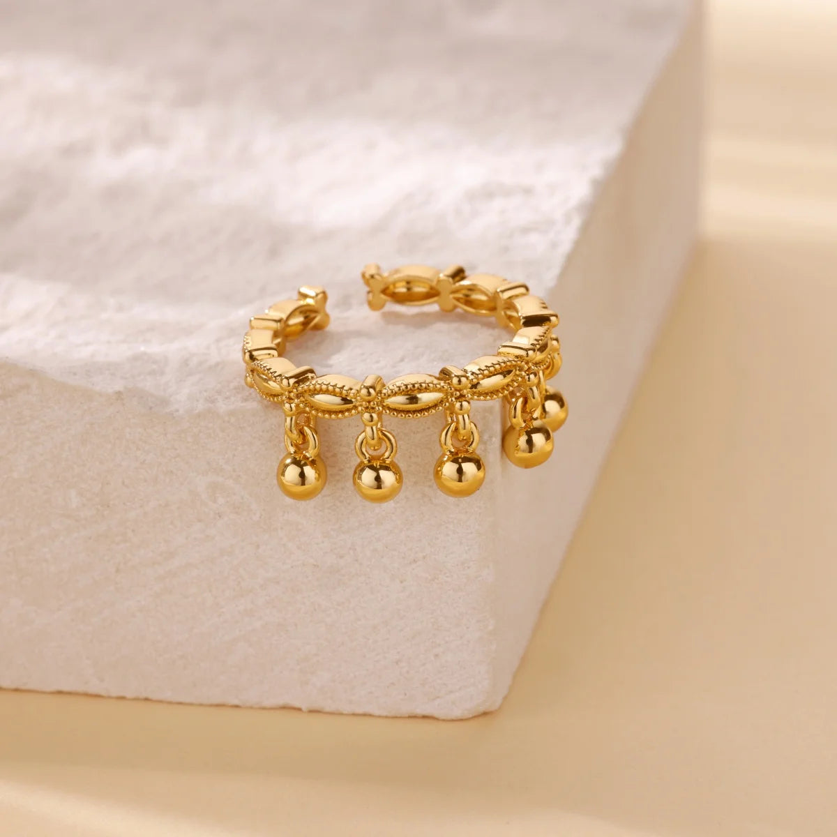 Vintage Gold Chunky Open Ring for Women – Stainless Steel Geometric Band