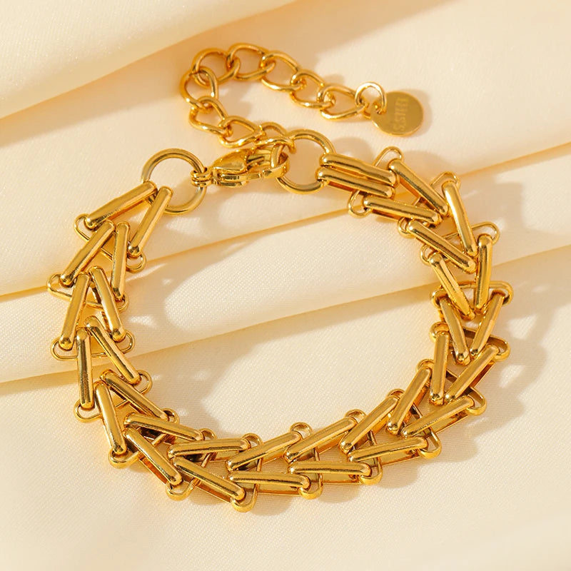 EILIECK Gold Geometric Chain Bracelet