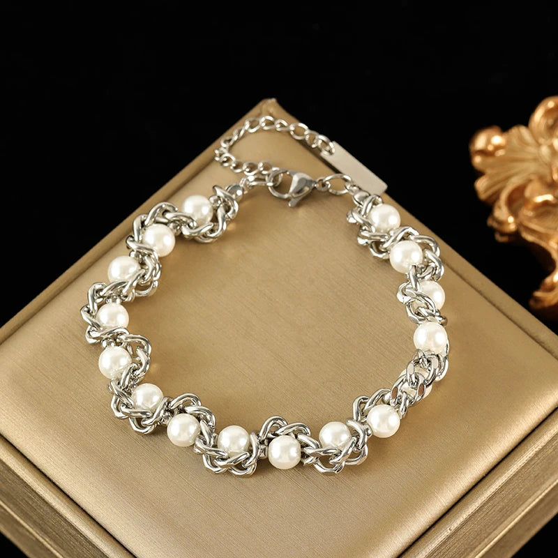 EILIECK Gold Geometric Chain Bracelet