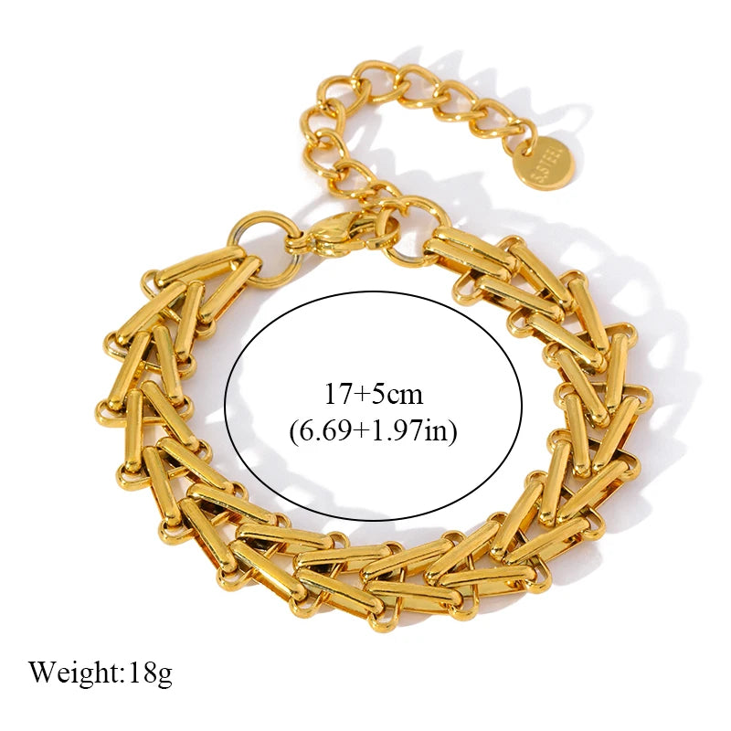 EILIECK Gold Geometric Chain Bracelet