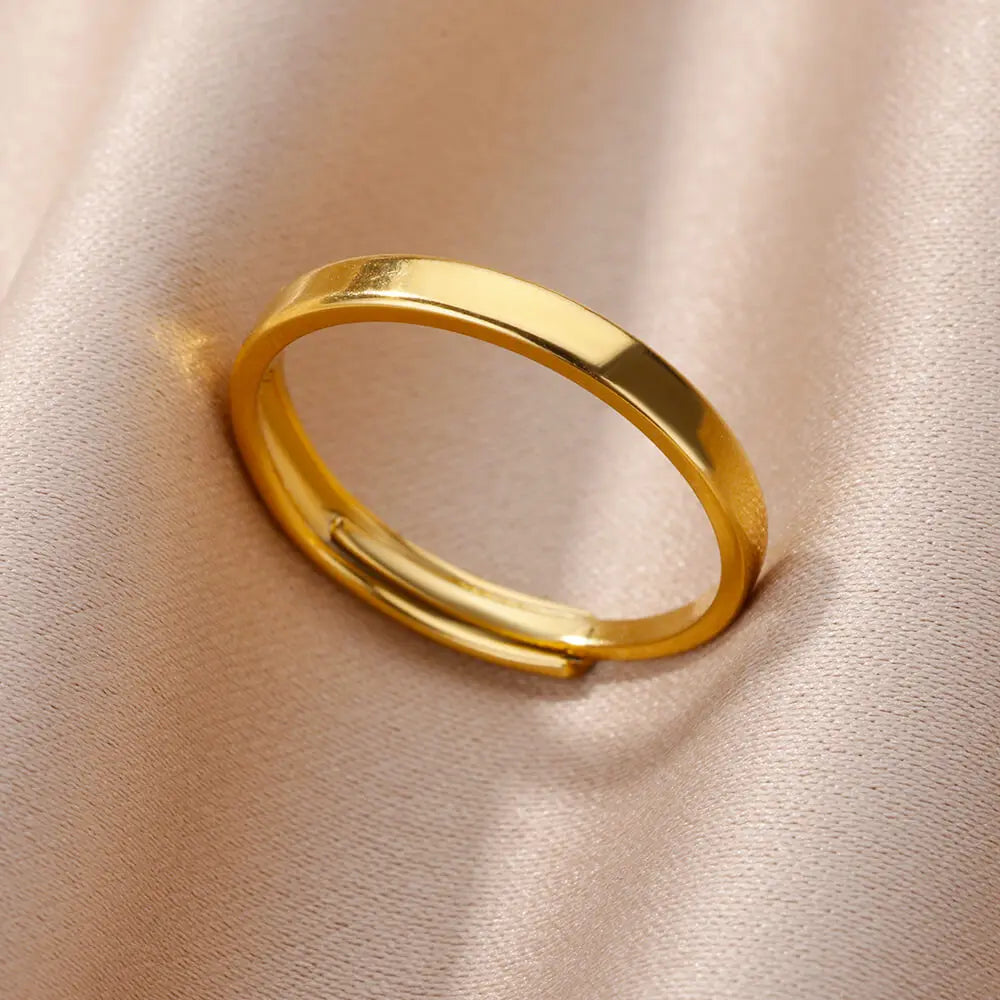 Vintage Gold Chunky Open Ring for Women – Stainless Steel Geometric Band