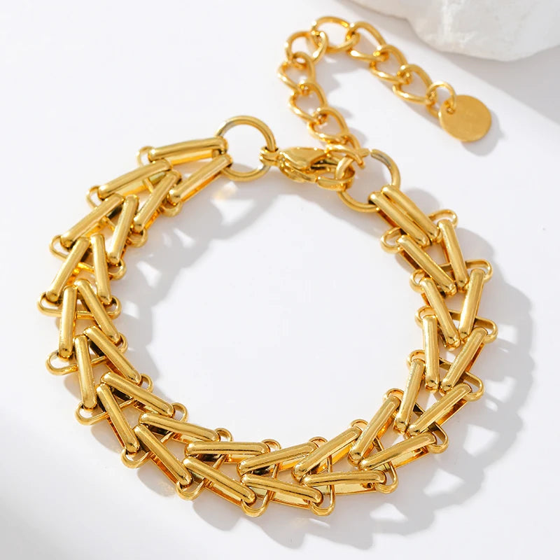 EILIECK Gold Geometric Chain Bracelet