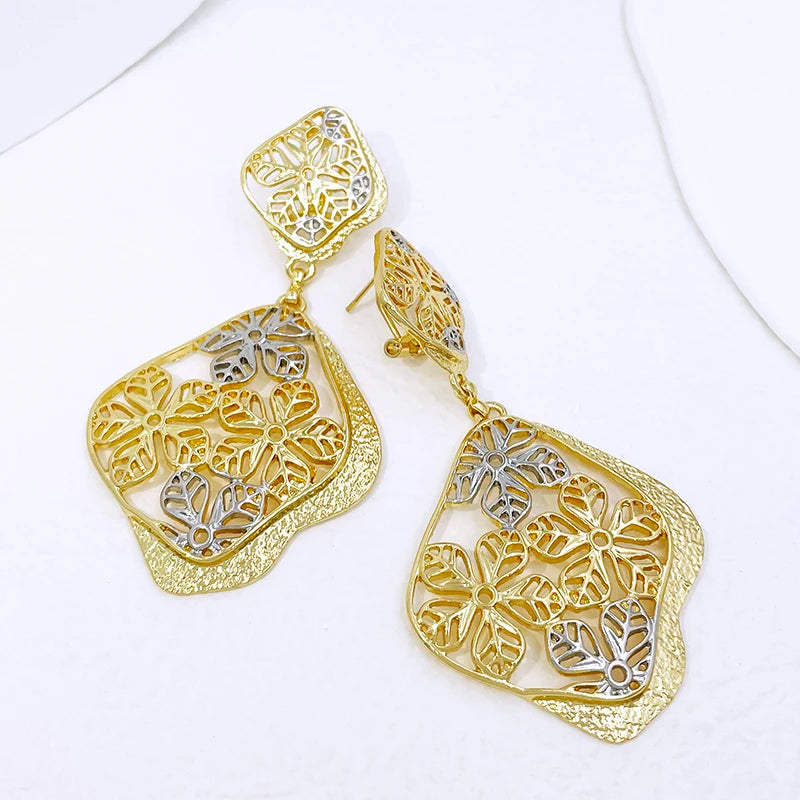 Golden Leaf Drop Earrings – Statement Jewelry