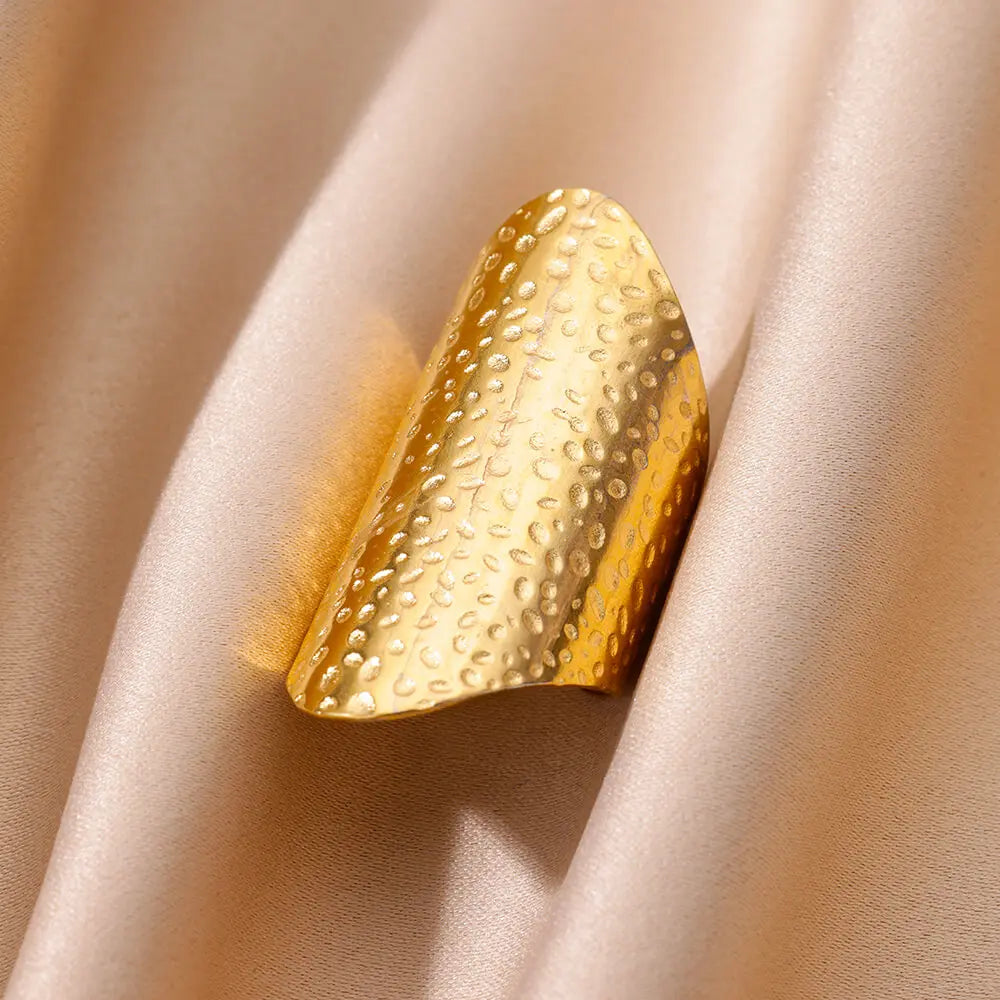 Vintage Gold Chunky Open Ring for Women – Stainless Steel Geometric Band