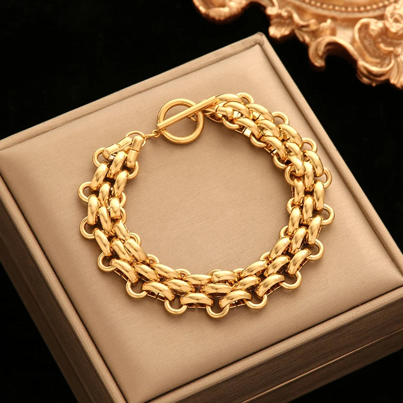 EILIECK Gold Geometric Chain Bracelet