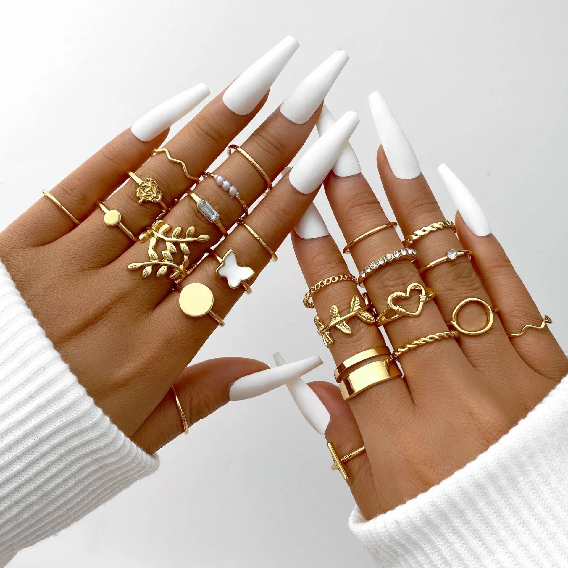 58 PCS Vintage Gold Stackable Ring Set