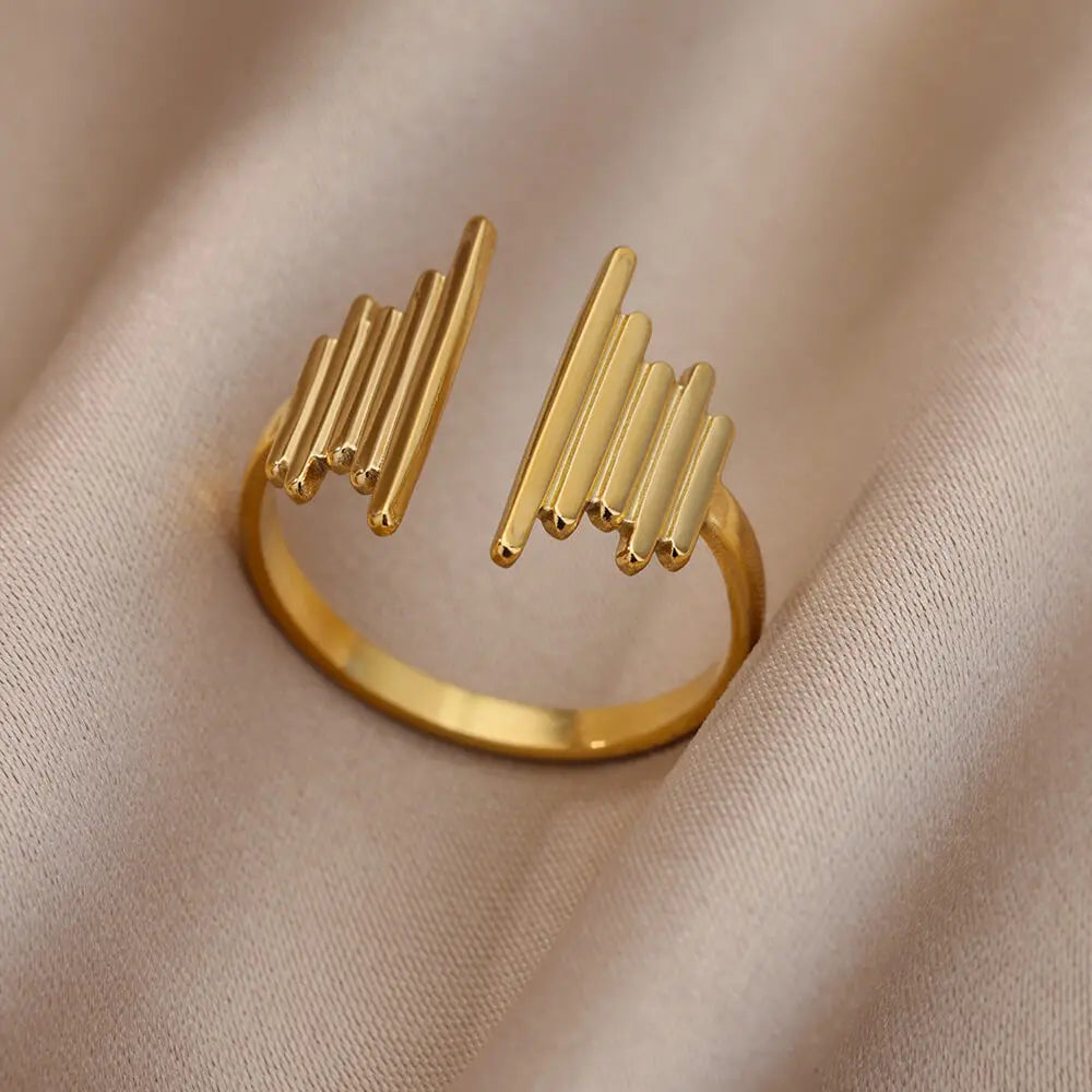 Vintage Gold Chunky Open Ring for Women – Stainless Steel Geometric Band