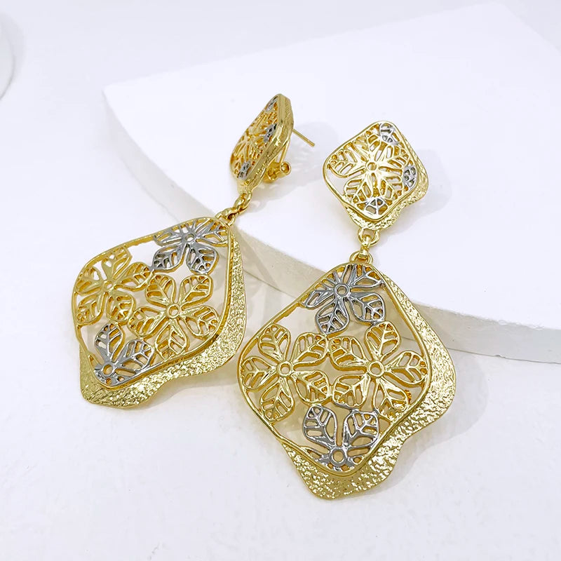 Golden Leaf Drop Earrings – Statement Jewelry