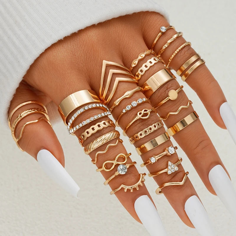58 PCS Vintage Gold Stackable Ring Set